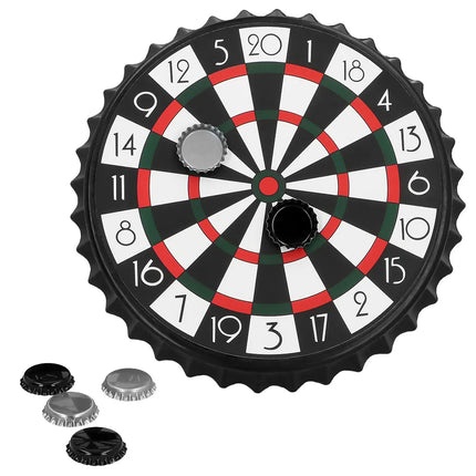 Set per il gioco "Drink & Dart" (bersaglio da freccette da 25 cm, 6 tappi di birra)