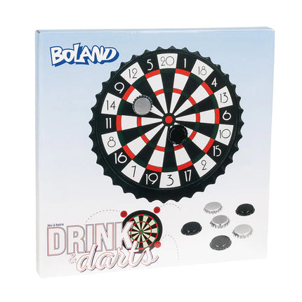 Set per il gioco "Drink & Dart" (bersaglio da freccette da 25 cm, 6 tappi di birra)