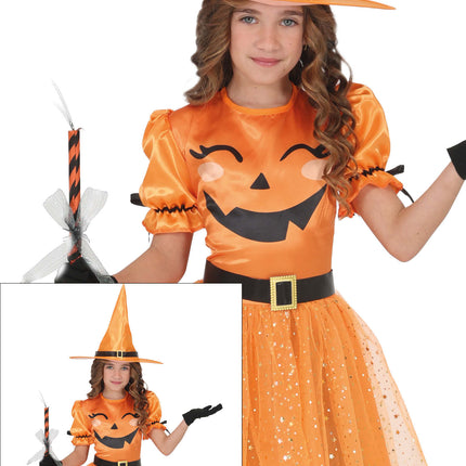Abito da Halloween arancione da strega per bambina