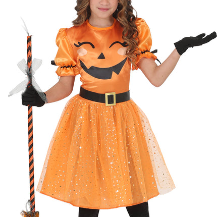Abito da Halloween arancione da strega per bambina