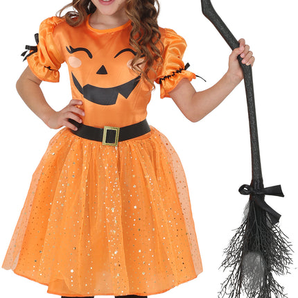 Abito da Halloween arancione da strega per bambina