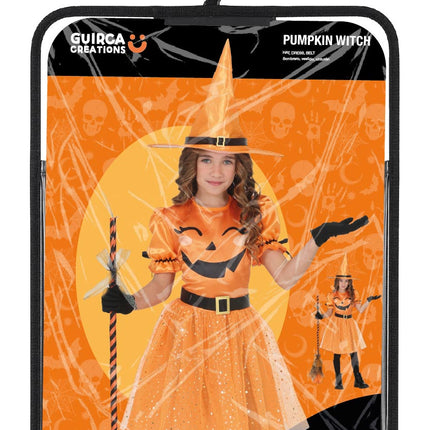 Abito da Halloween arancione da strega per bambina