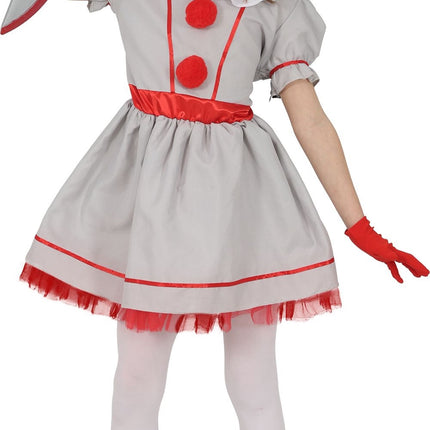 Abito da Halloween bianco per bambina, stile vintage, da clown