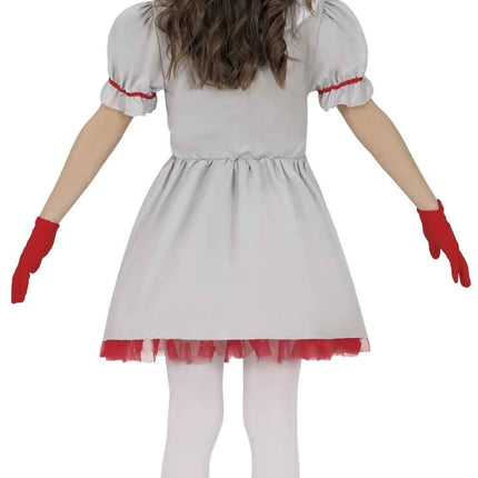 Abito da Halloween bianco per bambina, stile vintage, da clown