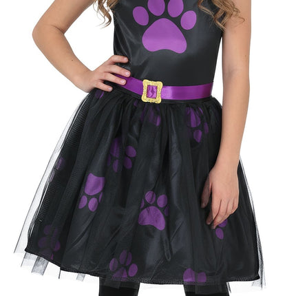 Abito di Halloween nero per bambina con gatto viola
