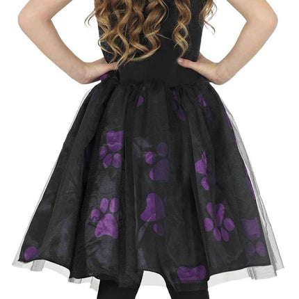 Abito di Halloween nero per bambina con gatto viola