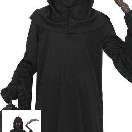Costume di Halloween nero per bambini con occhi rosso scuro
