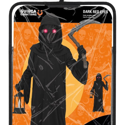 Costume di Halloween nero per bambini con occhi rosso scuro