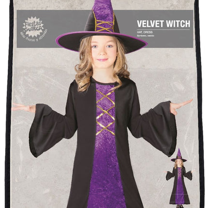 Costume da strega di Halloween per bambino in velluto