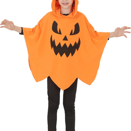Poncho di Halloween per bambini a forma di zucca