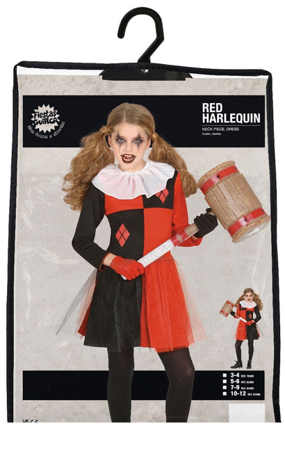 Costume di Halloween da Arlecchino bambino nero e rosso