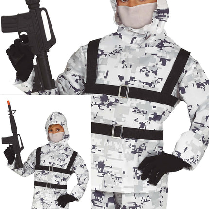 Costume da soldato bambino bianco grigio