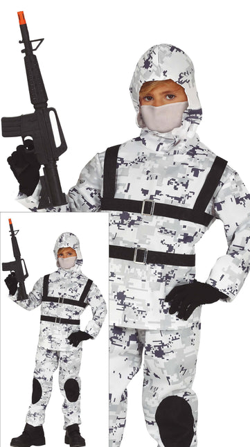 Costume da soldato bambino bianco grigio