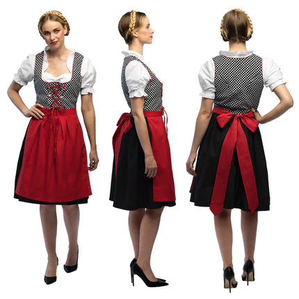 Abito Dirndl Rosso Oktoberfest Grigio Frau
