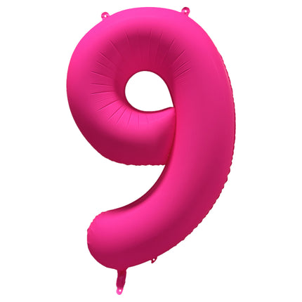 Palloncino figura 9 anni rosa neon vuoto 86 cm