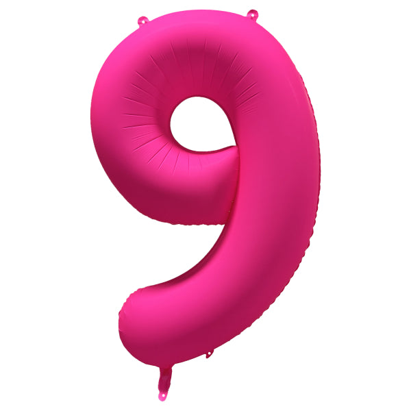 Palloncino figura 9 anni rosa neon vuoto 86 cm
