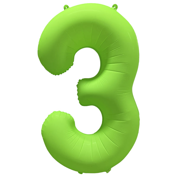 Palloncino Figura 3 Anni Verde Neon Vuoto 86 cm