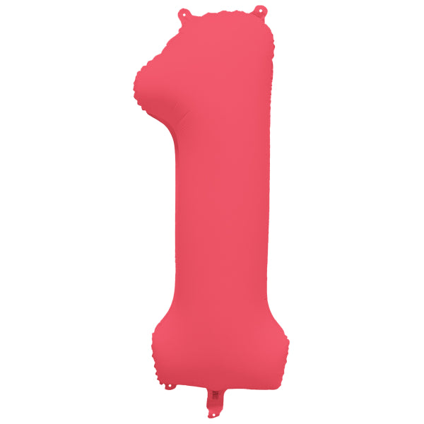 Palloncino 1 anno figura rosso neon vuoto 86 cm