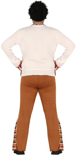 Costume Hippie 60S Uomo Marrone Bianco