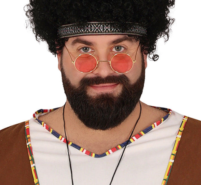 Costume Hippie 60S Uomo Marrone Bianco