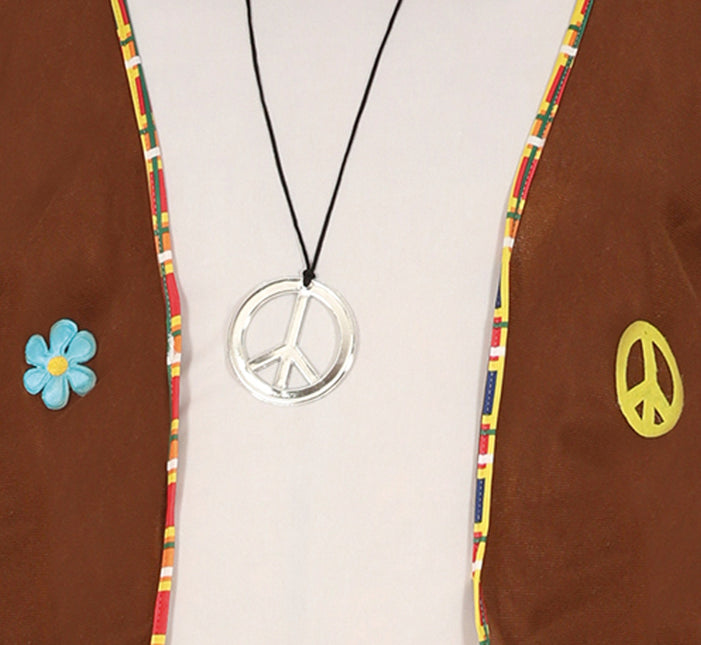 Costume Hippie 60S Uomo Marrone Bianco