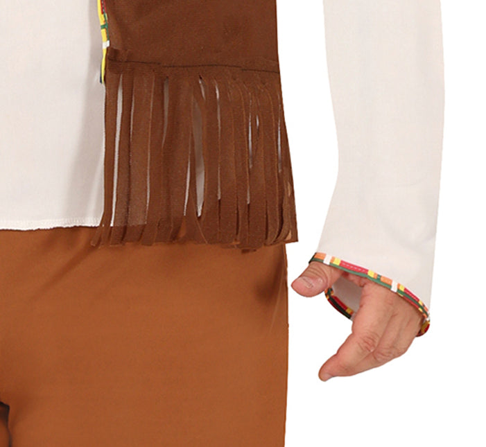 Costume Hippie 60S Uomo Marrone Bianco