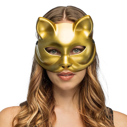 Semimaschera Kitty dorata
