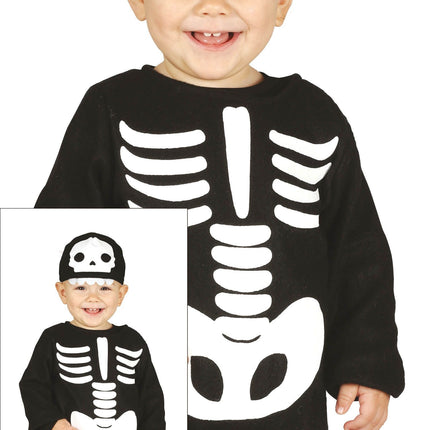 Costume di Halloween da scheletro per bambino bianco e nero