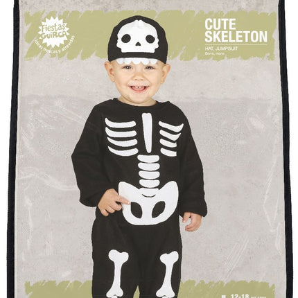 Costume di Halloween da scheletro per bambino bianco e nero