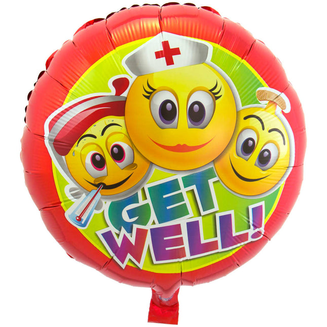 Palloncino in foil "Get Well Soon Smiley" vuoto