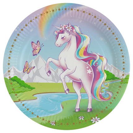 8 piatti di carta unicorno 23 cm