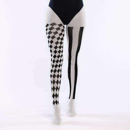 Collant di Halloween Nero Bianco Giullare