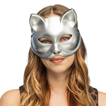 Semimaschera Kitty argento