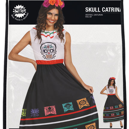 Vestito Dia De Los Muertos Donna Teschio