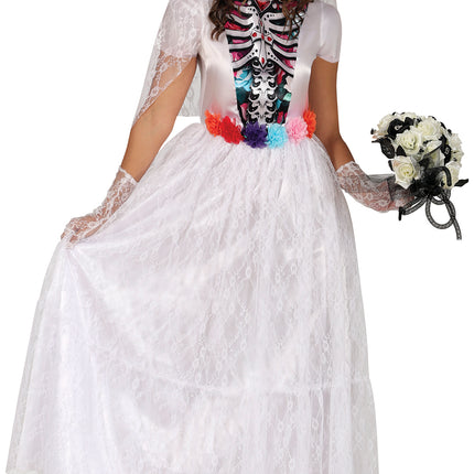 Abito Dia De Los Muertos Bianco Donna Sposa