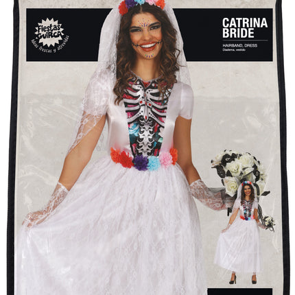 Abito Dia De Los Muertos Bianco Donna Sposa