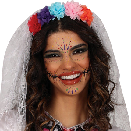 Abito Dia De Los Muertos Bianco Donna Sposa