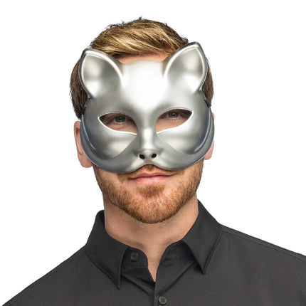 Semimaschera Kitty argento