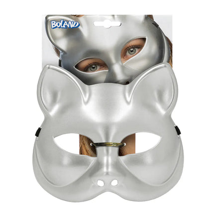 Semimaschera Kitty argento