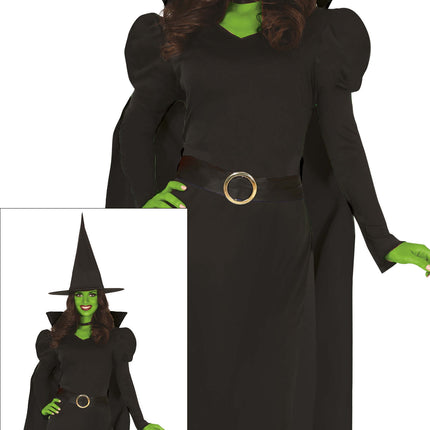 Abito Halloween Nero Donna Strega Lungo