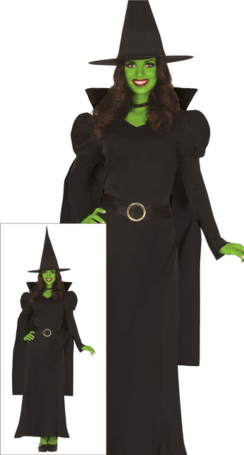 Abito Halloween Nero Donna Strega Lungo