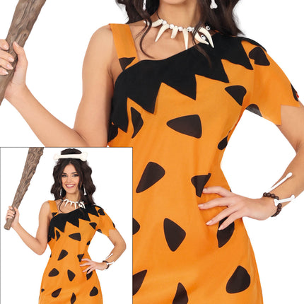 Vestito da cavernicolo nero arancione da donna