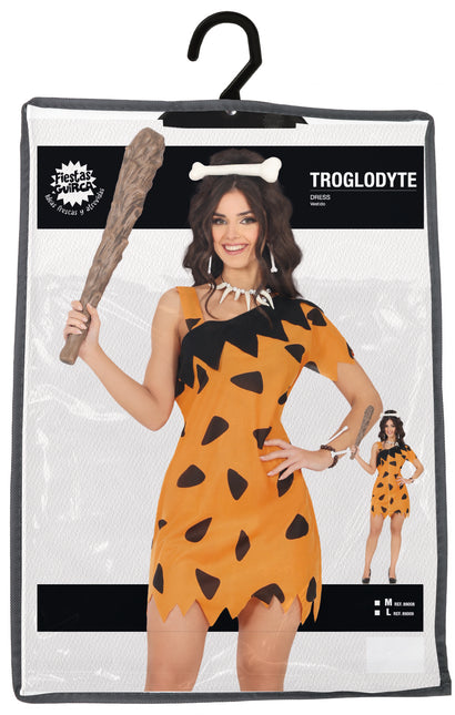 Vestito da cavernicolo nero arancione da donna