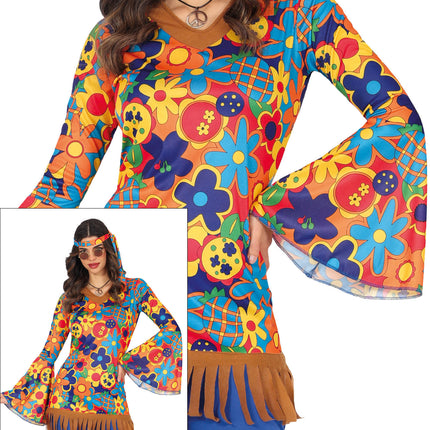 Costume floreale da donna Hippie 60S 3 pezzi