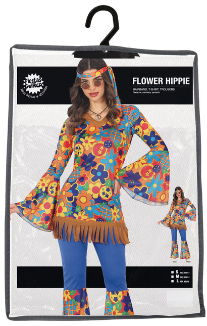 Costume floreale da donna Hippie 60S 3 pezzi