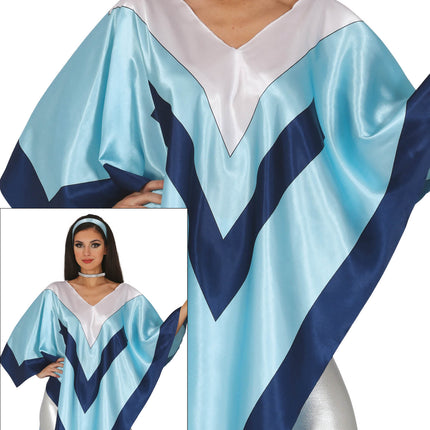 Disco 70S Poncho Blu Donna
