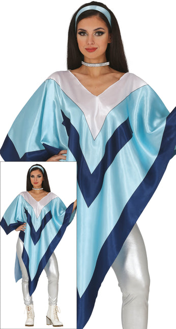 Disco 70S Poncho Blu Donna