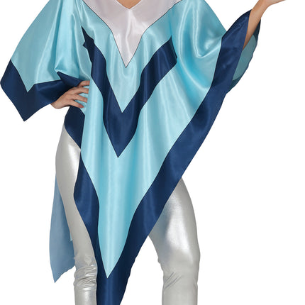 Disco 70S Poncho Blu Donna