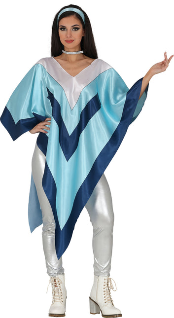 Disco 70S Poncho Blu Donna