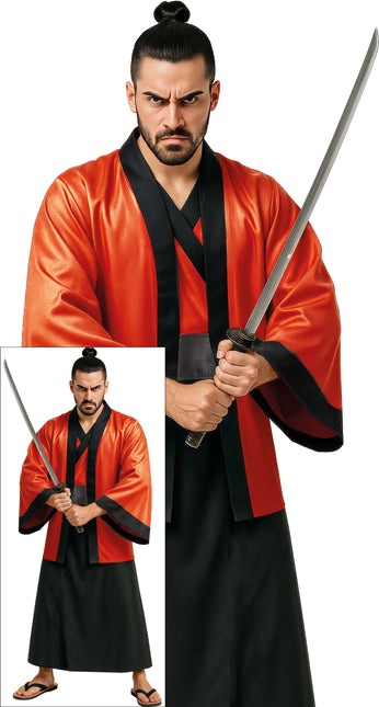 Kimono rosso nero da uomo 3 pezzi